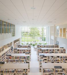 an empty library filled with lots of books