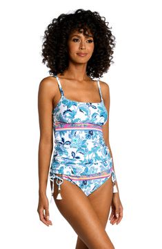 Santorini Sun Lingerie Strap Underwire Tankini Top - FINAL SALE Tropical Tankini With Lined Body For Pool, Tropical Style Tankini With Lined Body For Pool, Underwire Lined Tankini For Beach Party, Underwire Tankini With Lined Body For Beach Party, Beachy Swimwear With Spaghetti Straps For Pool, Beachwear Swimwear With Spaghetti Straps For Pool, Summer Swimwear With Spaghetti Straps For Pool, Pool Beachwear With Spaghetti Straps, White Tankini With Adjustable Straps For Beachwear