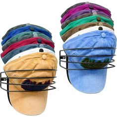 several hats are stacked on top of each other in the shape of headgear