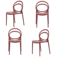 four chairs with curved back and arms on white background