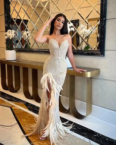 Strapless Crystal Sequin Feather Maxi Dress Ivory - Luxe Maxi Dresses and Luxe Party Dresses Diamond Prom Dresses, Family Pictures, Quince, Party Dresses, Maxi Dresses, Long Dress, Party Dress, Dress Outfits, Prom Dresses