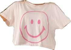 Simply Smiley Tee | Sassy Shortcake Boutique | sassyshortcake.com Casual White Cropped T-shirt With Funny Print, Cute Summer Crop Top With Funny Print, Pink Cotton Cropped T-shirt For Summer, Summer Pink Cropped Cotton T-shirt, Cute Pink Smiley Face Top, Cute Crop Top With Funny Print, Trendy Pink Cropped T-shirt For Spring, Trendy Pink Cropped T-shirt For Summer, Pink Cropped T-shirt For Summer