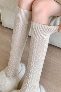 Grandma Aesthetic Knee High Socks, beige socks, knitted socks, cozy socks, cute socks boogzel Grandmacore Clothes, Grandma Outfit Ideas, Y2k Socks, Grandma Outfit, Socks Y2k, Grandmacore Aesthetic, Beige Socks, Grandma Clothes, Aesthetic Socks