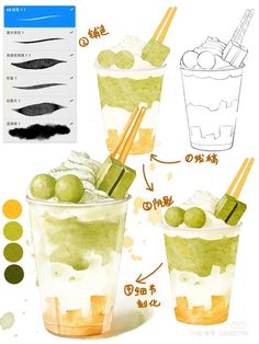 an image of some drinks with different toppings