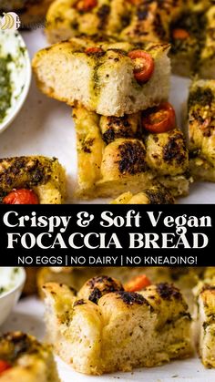 crispy and soft vegan focaccia bread no eggs, no dairy into kneading