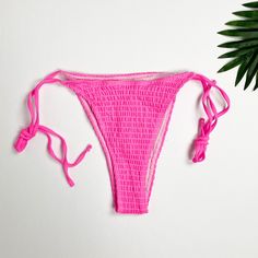 Shein Bright Pink Bikini Bottom. Adjustable Tie Sides. Textured & Cheeky. New Condition. Summer Fitted String Swimwear, Solid String Swimwear For Vacation, Solid Color String Swimwear For Vacation, Fitted String Summer Swimwear, Fitted String Swimwear For Summer, Fitted String Swimwear For Beach Party, Solid Color String Swimwear For Beach, String Swimwear For Beach, Pink String Swimwear