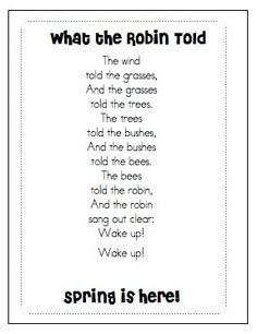 a poem that is written in black and white with the words,'what the robin told