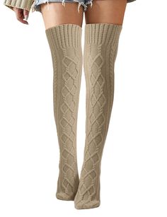 PRICES MAY VARY. Cozy Material: These thigh high socks are crafted from soft, warm, and stretchy fabric that ensures ultimate comfort and skin-friendliness. The high-quality material resists fading, pilling, and retains its shape over time, making the long socks for women perfect for winter. Ideal as bed socks or warm carpet socks, white knee high socks are designed to keep you cozy and snug all night long. Ideal Length:These knee high socks are 23.6 inches long, providing full knee coverage with excellent elasticity. Thigh high boots are designed to comfortably fit individuals weighing up to 150 lbs, ensuring a snug and secure fit. Perfect for daily wear, white thigh high stockings offer both style and comfort. Stays Up:Our thigh high stockings feature advanced knitting techniques and a s Thigh High Socks Plus Size, Advanced Knitting Techniques, White Knee High Socks, White Thigh Highs, Socks Thigh High, Winter Stockings, Knit Boot Socks, Advanced Knitting, Sweater Socks