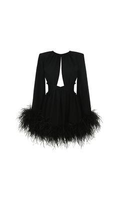 This stunning dress features a unique feather trim that adds a touch of whimsy and playfulness to your look. Made with high-quality materials, it's sure to be comfortable and long-lasting. Perfect for any special occasion, this dress will have you feeling confident and stylish. Round neck Wide, long sleeves Fit-and-flare silhouette Concealed back zipper closure Lined Keyhole cutout at front Tonal, crisscross piping at waist Feather trim at cuffs and hem 100% Polyester; trim: 100% real ostrich feathers, origin: Spain Dry clean Colour may vary due to lighting on images. The product images (without model) are closest to the true colour of the product. Item runs true to size chart and is cut to suit our size chart. Please refer to our size chart for the best fit. Do not size up or down. Feather Trim Dress, Black Feather Dress, Feather Trim, Trim Dress, Feeling Confident, Hm Dress, Feather Dress, Ostrich Feathers, Plus Size Shopping