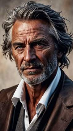 Brown Hair Older Man, Older Ginger Man, Middle Aged Man Character Inspiration, Boys Haircut Fade, Alex Haircut, Silver Foxes Men Over 50 Long Hair, Older Mens Long Hairstyles, Dark Grey Hair, Older Men Haircuts