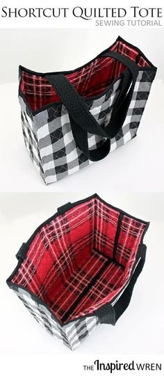 an image of a tote bag that is made out of fabric and has the words shortcut quilted tote on it