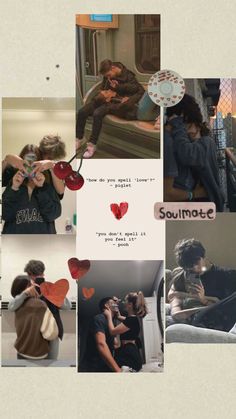 collage of photos with people and heart shapes