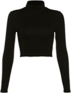 Fitted Cropped Winter Top, High Stretch Black Crop Top For Winter, Black High Stretch Crop Top For Winter, Non-stretch Crop Top For Night Out In Fall, Stretch Crew Neck Crop Top For Fall, Fall Stretch Crop Top With Crew Neck, Non-stretch Long Sleeve Crop Top, Trendy Fitted Long Sleeve Crop Top, High Stretch Solid Color Fall Tops