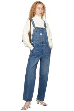 Levi's: Blue Vintage Denim Overalls | SSENSE Medium Wash Straight Leg Shortalls, Medium Wash Straight Leg Shortalls Casual, Medium Wash Straight Leg Shortalls In Casual Style, Casual Medium Wash Straight Leg Shortalls, Overalls With Long Sleeve Shirt, Casual Medium Wash Jeans With Bib Front, Casual Bib Front Denim Blue Jeans, Casual Denim Straight Leg Shortalls, Casual Denim Shortalls With Straight Leg