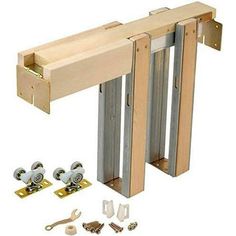 the kit includes two sliding doors and several hardware pieces to make it look like they are being assembled