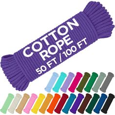 the cotton rope is in different colors and sizes, along with several pairs of socks