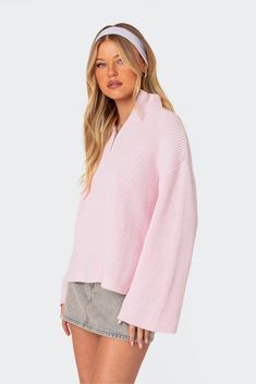 Online Only! Stay relaxed to the max in this essential cozy Edikted oversized zip sweater. Throw it over any outfit for the perfect chilled vibe.


	Zip sweater
	Oversized fit
	High neckline
	Knitted fabric
	100% Cotton
	Model wears size S
	Model height is 5'7
	Item care: Wash with similar color Oversized Pink Sweats With Ribbed Cuffs, Oversized Pink Hoodie Sweater, Oversized Pink Hoodie With Ribbed Cuffs, Oversized Long Sleeve Pink Sweater, Oversized Pink Ribbed Sweater, Visionary Fashion, Sweater Oversize, Sweater Brands, Zip Sweater