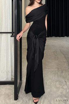 Lasaky - Formal Event Dresses featuring Oblique Collar Style Long Sleeve Elegant Dresses, Occasion Dresses Wedding, Beautiful Prom Dresses, Black Evening Dresses, Hip Dress, Glam Dresses, Evening Party Dress, Wedding Bridesmaid Dresses, Formal Attire