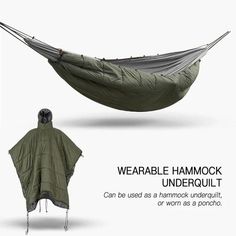 an image of a hammock underquilt with instructions on how to use it