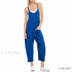 Lasaky - Leisure Pocket Suspender Knitted Jumpsuit Overalls Overalls Design, Loose Fit Jumpsuit, Stylish Jumpsuit, Suspender Pants, Knit Jumpsuit, Jumpsuit Summer, Type Of Pants, Light Blue Color, Pants Pattern