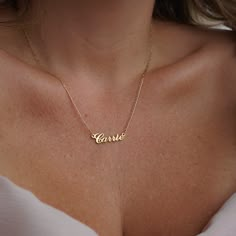 Carrie Bradshaw Necklace Jewelry, Carrie Bradshaw Necklace, Name Necklace Aesthetic, Carrie Necklace, Necklace With Name, Customized Necklace, Name Necklace Silver, Name Necklace Gold, Necklace Outfit