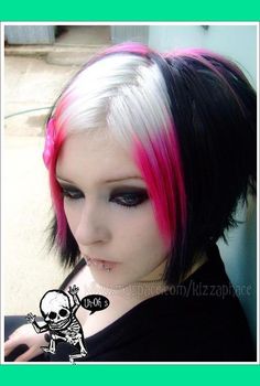 . Scene Hair Dye, Scene Hair Colors, Emo Hairstyle, Scene Makeup, Y2k Hair, Red Hair Inspo, Split Hair, Scene Hair