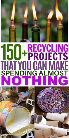 candles and other items are shown with the words, recycling that you can make spending almost nothing