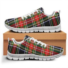 Stewart Black Tartan Classic Sneakers All of our Sneakers are custom-made-to-order and handcrafted to the high quality standards. Product Details: Lightweight construction with breathable mesh fabric for maximum comfort and performance. Lace-up closure for a snug fit. High quality EVA sole for traction and exceptional durability. NOTE: Check the SIZE CHART out for accurate size, and please allow a slight 1-3cm difference due to manual measurement and a slight color variation due to different lig Breathable Custom Sneakers With White Sole For Training, Casual Breathable Custom Sneakers For Training, Casual Breathable Sneakers For Training, Breathable Lace-up Sneakers For Training, Breathable Lace-up Training Sneakers, Functional Lace-up Custom Training Sneakers, Casual Lace-up Training Sneakers, Casual Fade-resistant Sneakers For Training, Fade-resistant Casual Sneakers For Training