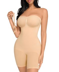 PRICES MAY VARY. Removable Straps Design: Featuring a strapless neckline, this bodysuit comes with matched colors and clear adjustable straps, allowing you to style it in multiple ways: strapless, conventional, cross-back, clear shoulder straps, or halter look. NO Curling & Rolling Design: This bodysuit using anti-slip gel strip and steel bones to prevent rolling. Anti-slip gel strip on the top to keep it from rolling down. 2 Steel bones under armpits on both sides to prevent curling. Mid thigh Strapless Shapewear For Smoothing And Sculpting, Sculpting Strapless Smoothing Shapewear, Strapless Sculpting Smoothing Shapewear, Smoothing Sculpting Strapless Shapewear, Seamless Sculpting Strapless Shapewear, Strapless Shaping Bodysuit Shapewear, Strapless Shaping Bodysuit, Solid Color Bandeau Shapewear, Solid Strapless Shaping Shapewear