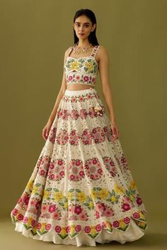 Shop for Chandrima Ivory Chanderi Embroidered Bustier for Women Online at Aza Fashions Chanderi Lehenga, Lehenga For Women, Festival Dresses, Applique Skirt, Burning Man Fashion, Indian Handloom, Indian Jewelry Earrings, Anamika Khanna, Diana Penty