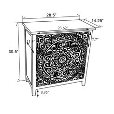 an intricately designed cabinet is shown with measurements