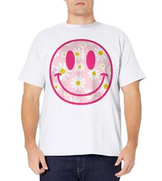 PRICES MAY VARY. Funny Pink Happy Face Daisy Flower Shirt Trendy For Men, Women, girls, Kids. Funny outfit for summer vacation a smile face sure to blow you mind and make you outstanding when wearing it. For Birthday, Halloween, easter, Christmas, New Year, Valentine Day Funny Pink Happy Face Daisy Flower Shirt Trendy For Women, men, kids, teacher, nurse, student, boy, girl, mother, father, grandma, grandpa,... Retro Smile Face Shirt, Checkered Smile Face, Funny Smile Face Trendy Tee. Lightweigh Playful White T-shirt With Smiley Face, Playful Pink T-shirt For Spring, Cute Pink Smiley Face Top, Pink Floral Print T-shirt For Summer, Playful White Top With Smiley Face, Fun Pink Tops With Smiley Face, White Playful T-shirt With Smiley Face, Spring Crew Neck Top With Smiley Face, Spring Smiley Face Crew Neck Top