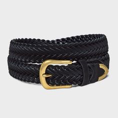 Elevate your everyday or going-out looks with this Woven Suede Belt from Universal Thread™. This stylish belt features a woven construction with a braided design for textured appeal and a gold-tone metal buckle closure. The adjustable strap offers a secure, customized fit around your waist, and the black color pairs well with both casual and dressy outfits. Universal Thread™: Found exclusively at Target. Color Pairs, Going Out Looks, Braid Designs, Suede Belt, Branded Belts, Stretch Belt, Woman Weaving, Woven Belt, Western Belts