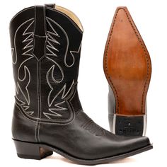 There's nothing like a real pair of Tejana Cowboy Boots. The way they smell when you first get them, the smooth patina the worn leather shines, and best of all how only your foot fits in what seems to be the perfect fitting boot. Shaft Height: 10.62 in. Heel Height: 1.57 in. Western Style Moto Boots With Goodyear Welted Construction, Western Moto Boots With Goodyear Welt, Western Moto Boots With Goodyear Welted Construction, Western Style Moto Boots With Goodyear Welt, Western Moc Toe Boots With Leather Sole, Western Boots With Goodyear Welted Plain Toe, Classic Snip Toe Work Boots For Rodeo, Classic Pointed Toe Boots With Rubber Sole, Western Chelsea Boots With Reinforced Heel And Snip Toe