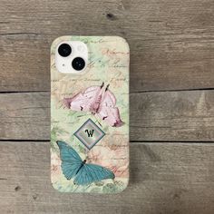 a phone case with two butterflies on it