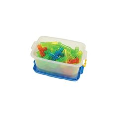 a plastic container filled with lots of colorful gummy bears