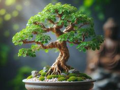 a bonsai tree is shown in a pot