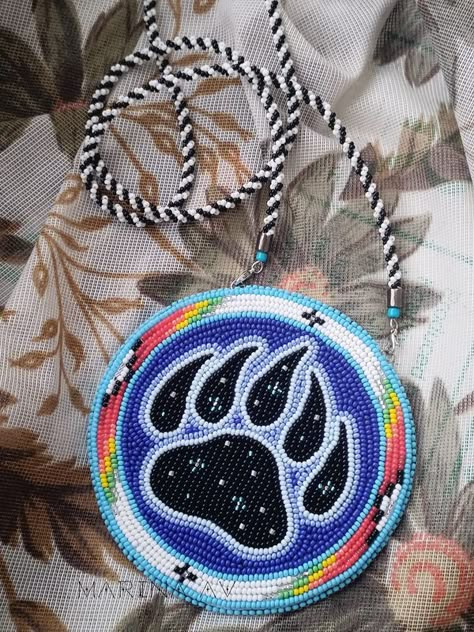 The Indigenous Bead Life | 💕🐾✨Bear paw medallion, gift for my best friend | Facebook Indigenous Embroidery Patterns, Bear Paw Medallion, Beaded Bear Paw Medallion, Bear Paw Beaded Medallion, Beaded Bear Medallion, Native Beading Patterns Design, Beaded Medallion Native American, Beaded Medallion Patterns, Beaded Bear Paw