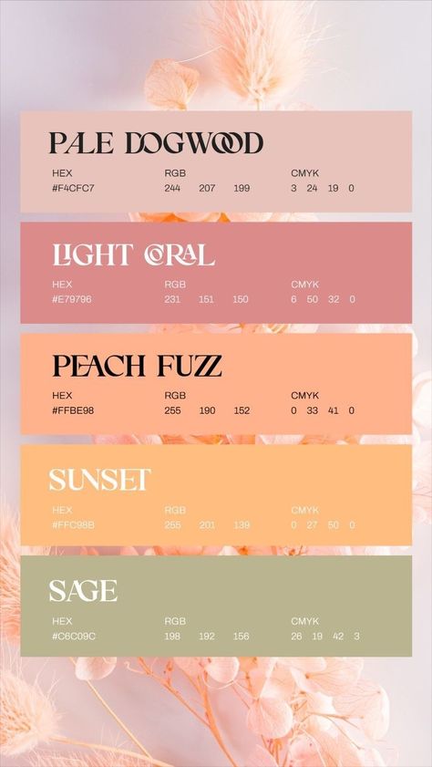 Color Of Year 2024, Better Canvas Extension Themes, Calendar Colour Palette, Moodboard Inspiration 2024, Spring Hex Color Palette, Graphic Design Painting, Peach Pallet Color, 2024 Spring Colors, Pantone Colour Of The Year 2024