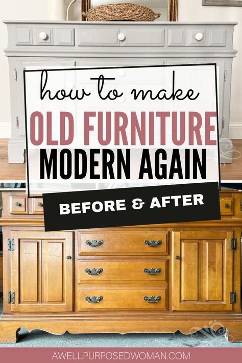 Refinishing Cheap Furniture, Simple Furniture Renovation, How To Redo Old Furniture, How To Make Antique Furniture Look Modern, How To Redo Bedroom Furniture, Restore Painted Wood Furniture, Updating Furniture Ideas, Second Hand Furniture Makeover, Modernize Antique Furniture