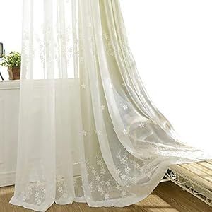 Amazon.com: VOGOL White Rod Pocket Sheer Curtains 96 inches Length, Embroidered Window Curtain Sheer Voile Panels for Living Room & Bedroom, 60x96, 2 Panels : Home & Kitchen Window Treatments Sheer, Voile Panels, Pocket Window, Layered Curtains, Ikea Curtains, White Sheer Curtains, Drape Panel, Beautiful Curtains, White Curtains