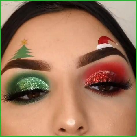 Christmas Makeup Looks, Xmas Makeup, Christmas Eyeshadow, Christmas Makeup Ideas, Halloweenský Makeup, Halloween Make-up Looks, Mekap Mata, Make Up Designs, Christmas Eye Makeup