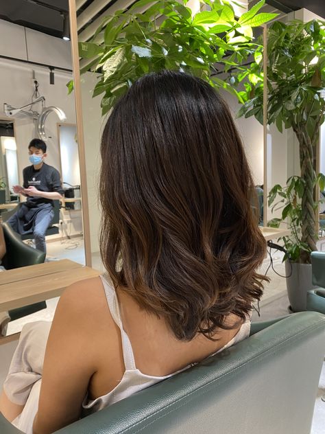 How to care for permed hair Korean Perm For Short Hair, Medium Hair Digital Perm, Asian Women Permed Hair, Korean Haircut Wavy Hair, Short Hair With Soft Curls, Medium Hair Perm Korean, Medium Length Digital Perm, C Curl Perm Korean Short Hairstyles, Medium Hair With Layers Wavy