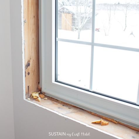 How To Case Windows, How To Finish A Window Frame, Trim Out Windows Interior, Window Finishing Trim, Window Wood Trim Ideas, Trim Windows Diy, How To Trim A Window Inside, Installing Windows Diy, Replacing Window Sill