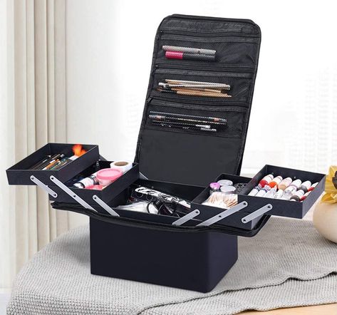 Professional Portable Beauty Case Makeup Case Cosmetics Box Organiser Artist Storage, Cosmetic Train Case, Alat Makeup, Cosmetic Bag Organization, Large Makeup Bag, Úložný Box, Professional Bag, Beauty Case, Organizer Bag