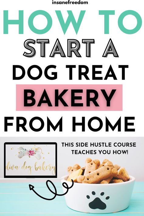 Looking for a fun side hustle or business idea before 2020 ends? If you are a dog lover who also loves baking, learn how to start a profitable dog treat bakery from home and make up to an extra $1000 each month! Make sure to also sign up for extra bonuses for the brand new Diva Dog Bakery course! Dog Cookie Business, Diva Dog Bakery, Pet Bakery Business, Dog Treats To Sell, Bakery From Home, Dog Bakery Business, Start A Dog Treat Business, Dog Treat Bakery, Treats To Sell