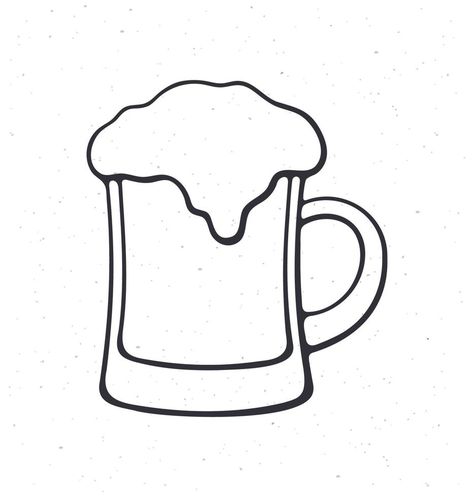 Hand drawn doodle of a mug of beer with foam. Glass of alcohol drink. Classic foam drink of pubs and bars Cartoon Alcohol Drawing, Alcohol Drink Drawing, Beer Drawing Easy, Alcohol Drawing Easy, Beer Drawing Simple, Drinks Drawing Easy, Drinking Drawing Alcoholic, Alcoholic Drawing, Beer Glass Drawing