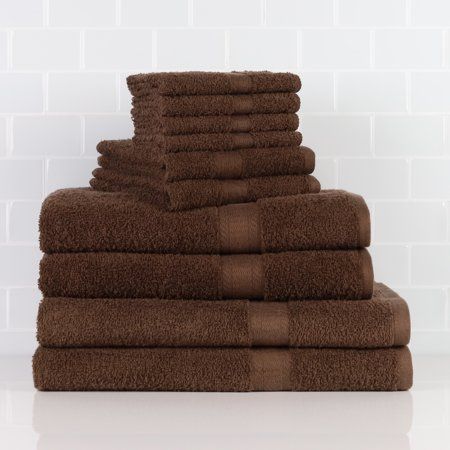 Brown Towels, Brown Towel, Brown Basket, Striped Bath Towels, Brown Baskets, Apartment Goals, Brown Bathroom, Bath Set, Turkish Cotton Towels