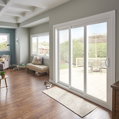 Sliding Doors Glass Patio, Wall To Wall Sliding Glass Doors, Sliding Glass Door To Deck, 2 Panel Sliding Glass Door Patio, Triple Glass Sliding Door, Patio Doors 3 Panels, Large Glass French Doors, Large Sliding Glass Doors Patio Exterior, Back Porch Sliding Glass Doors