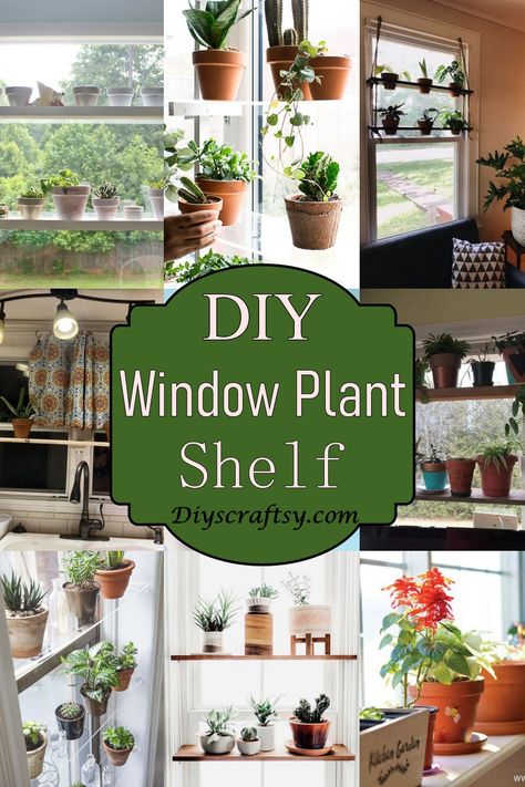 Diy Garden Window Kitchen, Hanging Window Shelf For Plants, Diy Window Planter Boxes Indoor, Window Stand For Plants, Plant Shelf Over Kitchen Sink, Shelving Over Windows Shelf Ideas, Kitchen Shelves For Plants, Indoor Plant Shelf Ideas Window, Kitchen Window Plant Shelf Diy